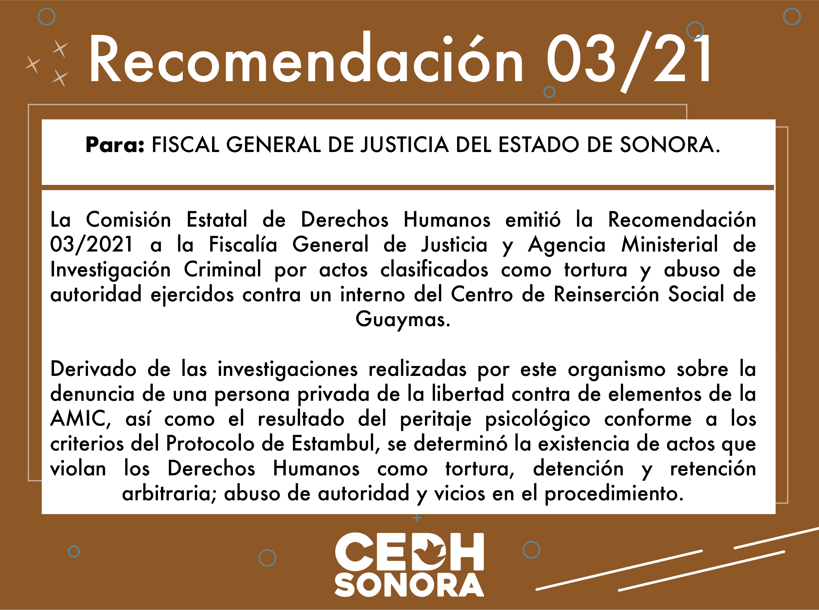 Emite CEDH Recomendación 03/2021 a AMIC